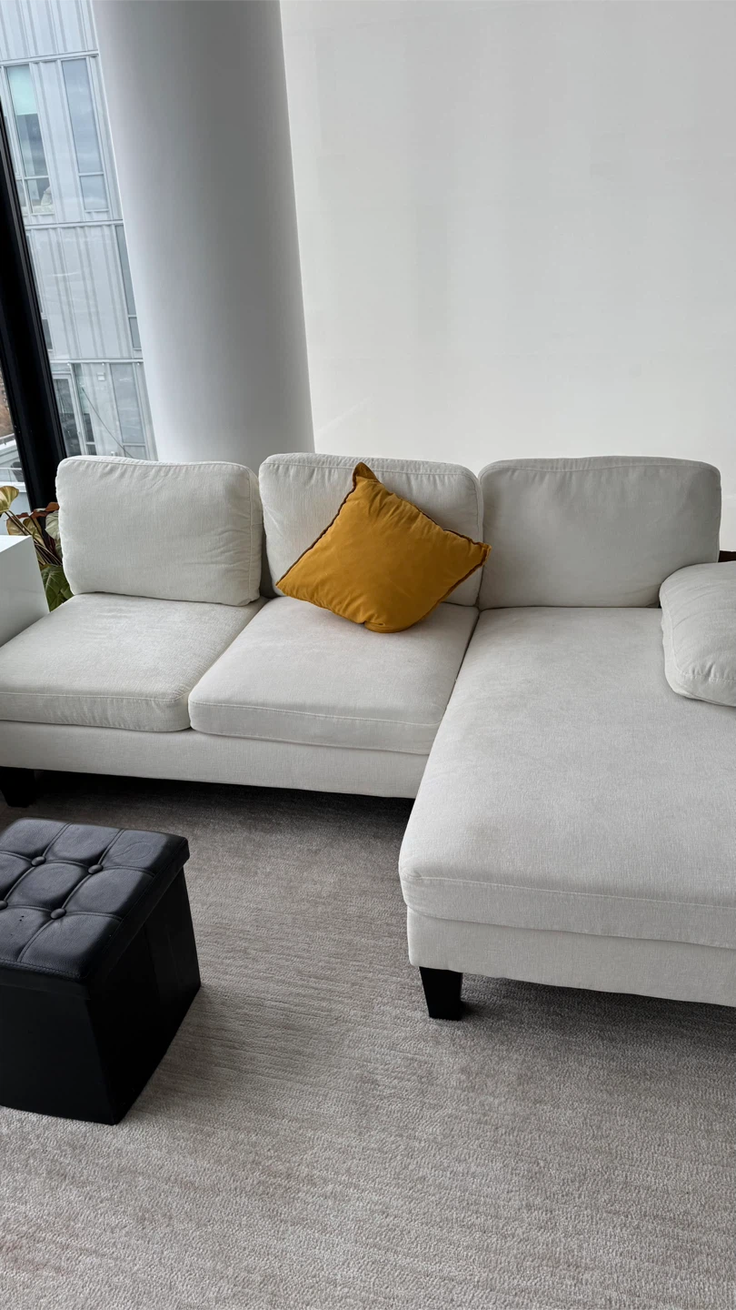 White Sectional Sofa with Chaise Lounge - photo 4