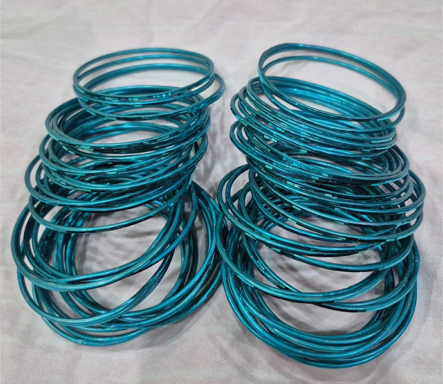 Turquoise Metal Bangles - Set of Many