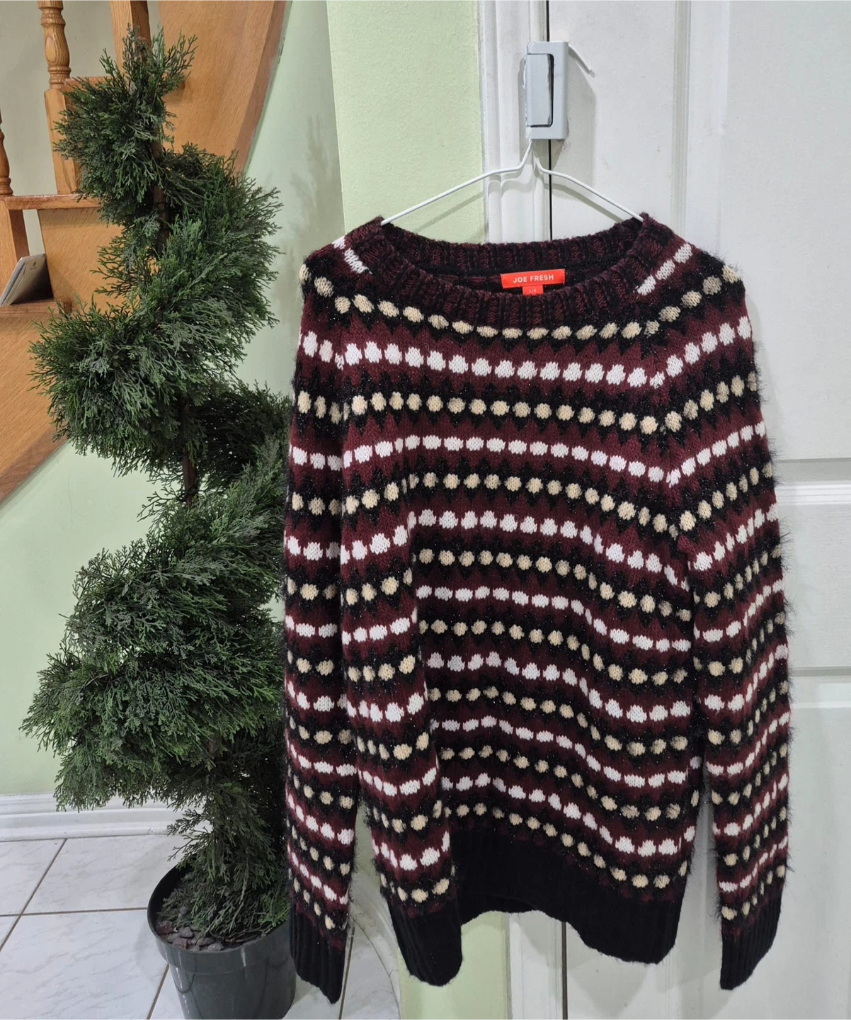 Love Tree Sweater - Burgundy, Black, White - Size S