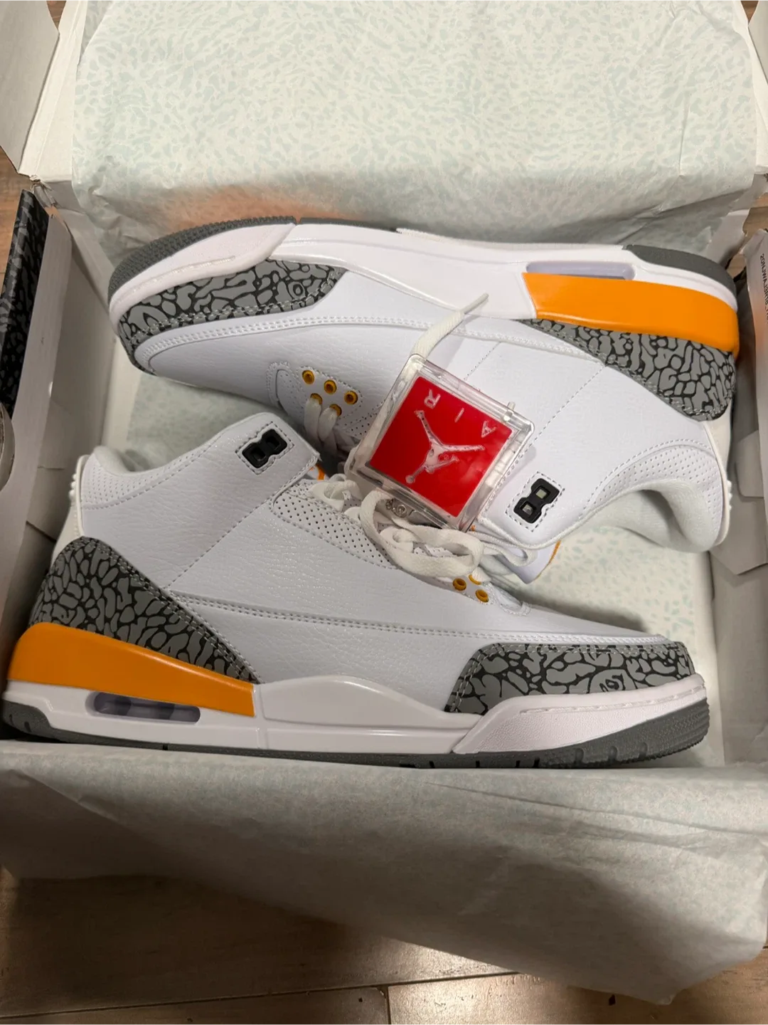 Jordan 3 Retro White/Orange Shoes - Brand New! image indicator(9)