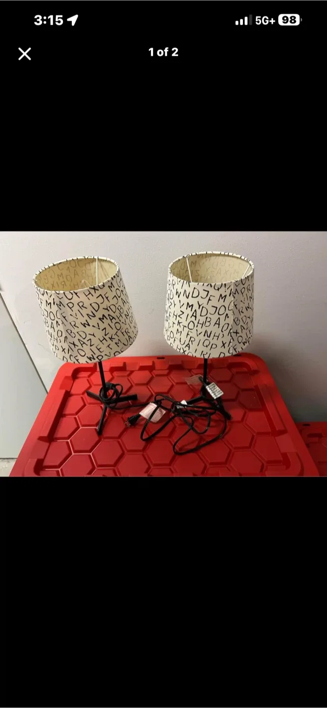 Alphabet Print Table Lamps - Set of 2 thumbnail