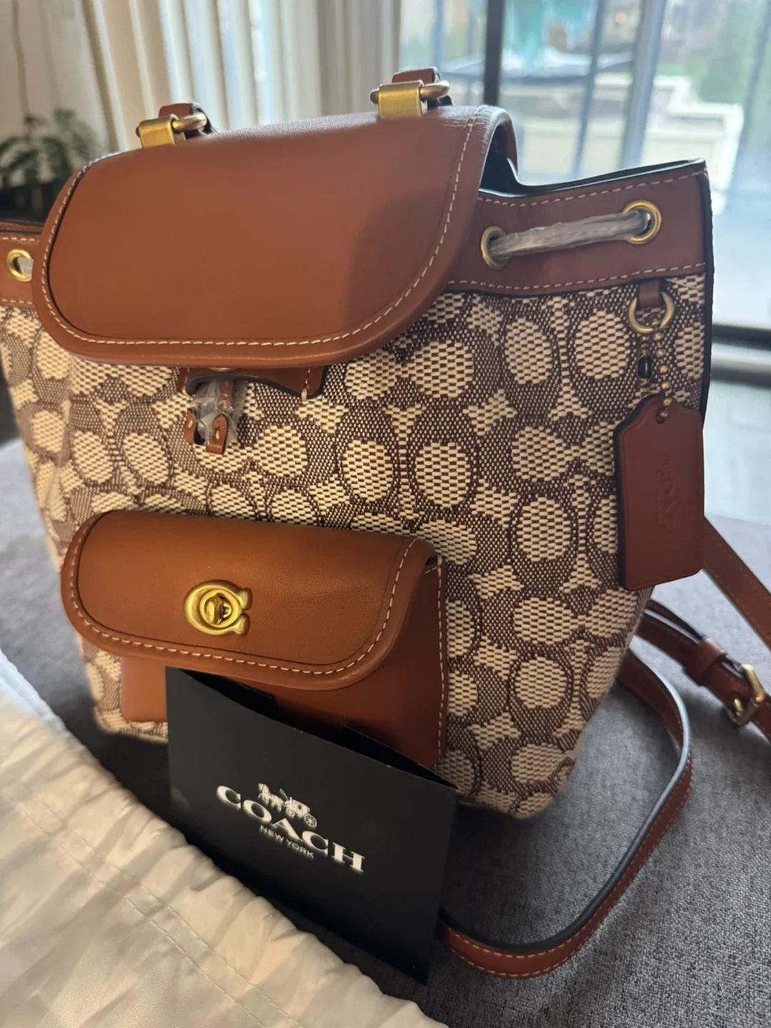 Coach Riya Backpack 21 In Signature Jacquard image indicator(2)