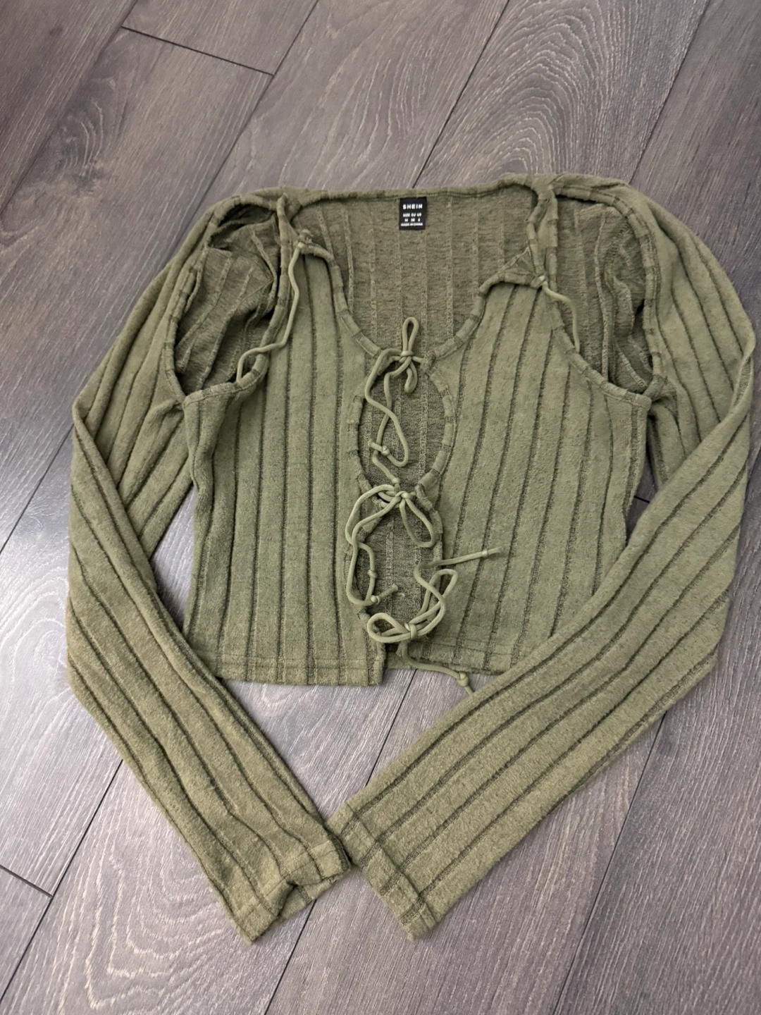 SHEIN Olive Green Long Sleeve Top - Size M - photo 2