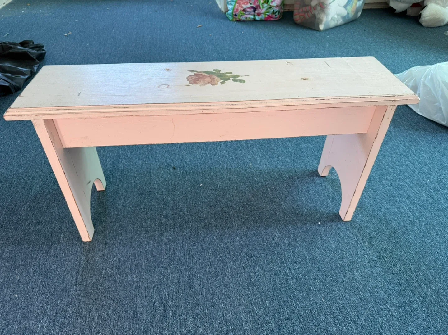 Vintage Wooden Bench with Floral Design thumbnail