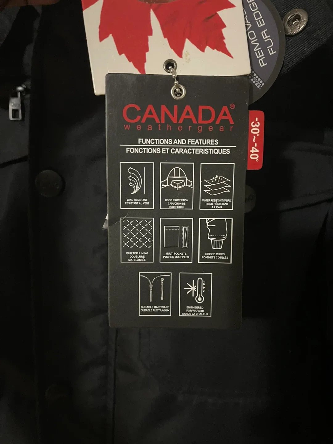 Canada Weather Gear Men's Black Parka Winter Jacket - with Tags image indicator(6)