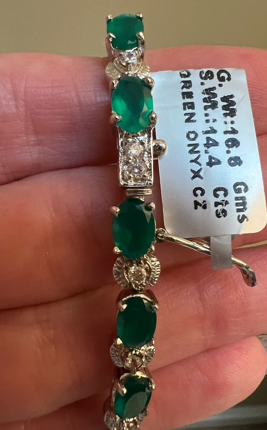 Sterling Silver Green Onyx Tennis Bracelet image indicator(5)