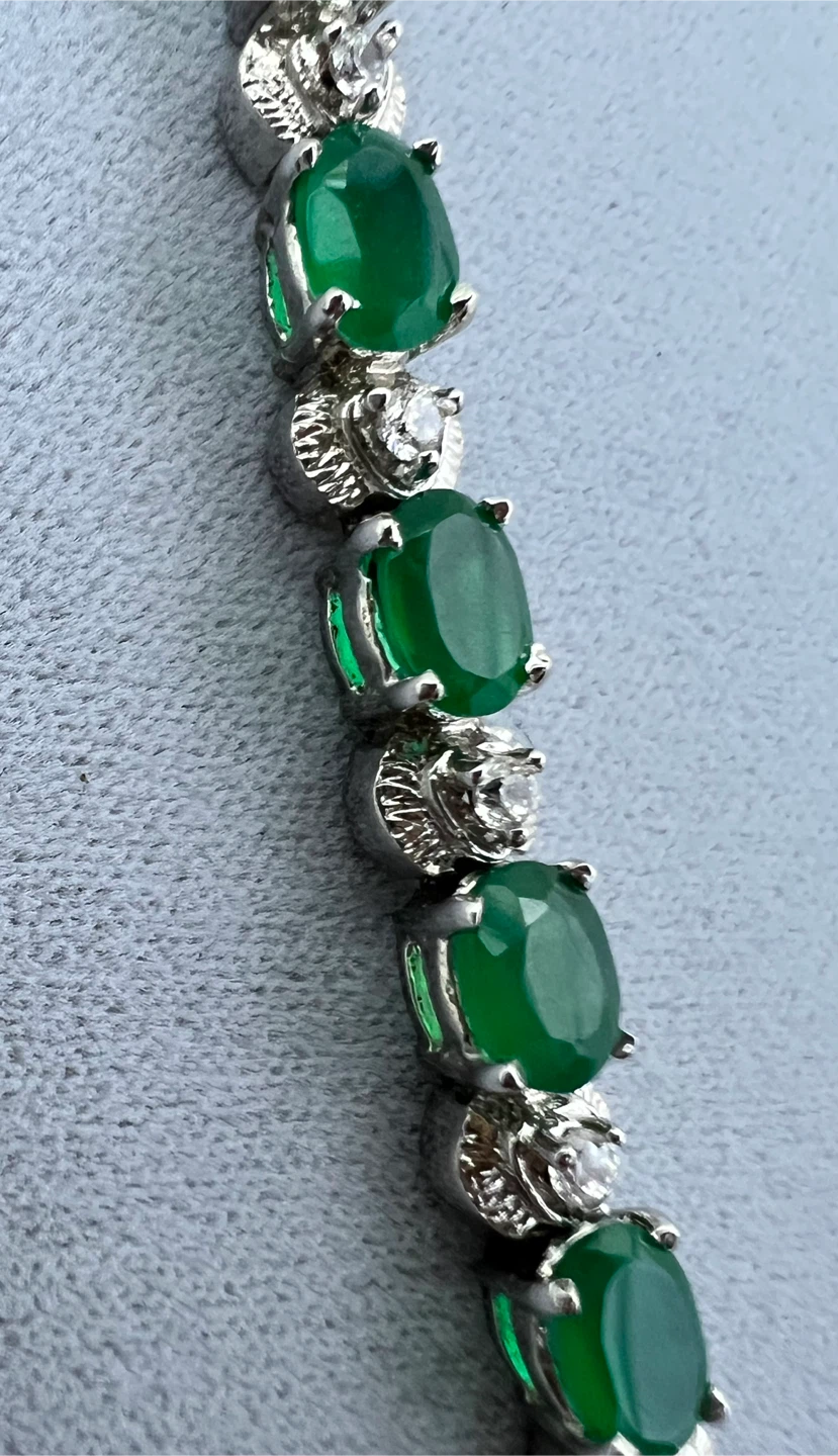 Sterling Silver Green Onyx Tennis Bracelet - photo 4