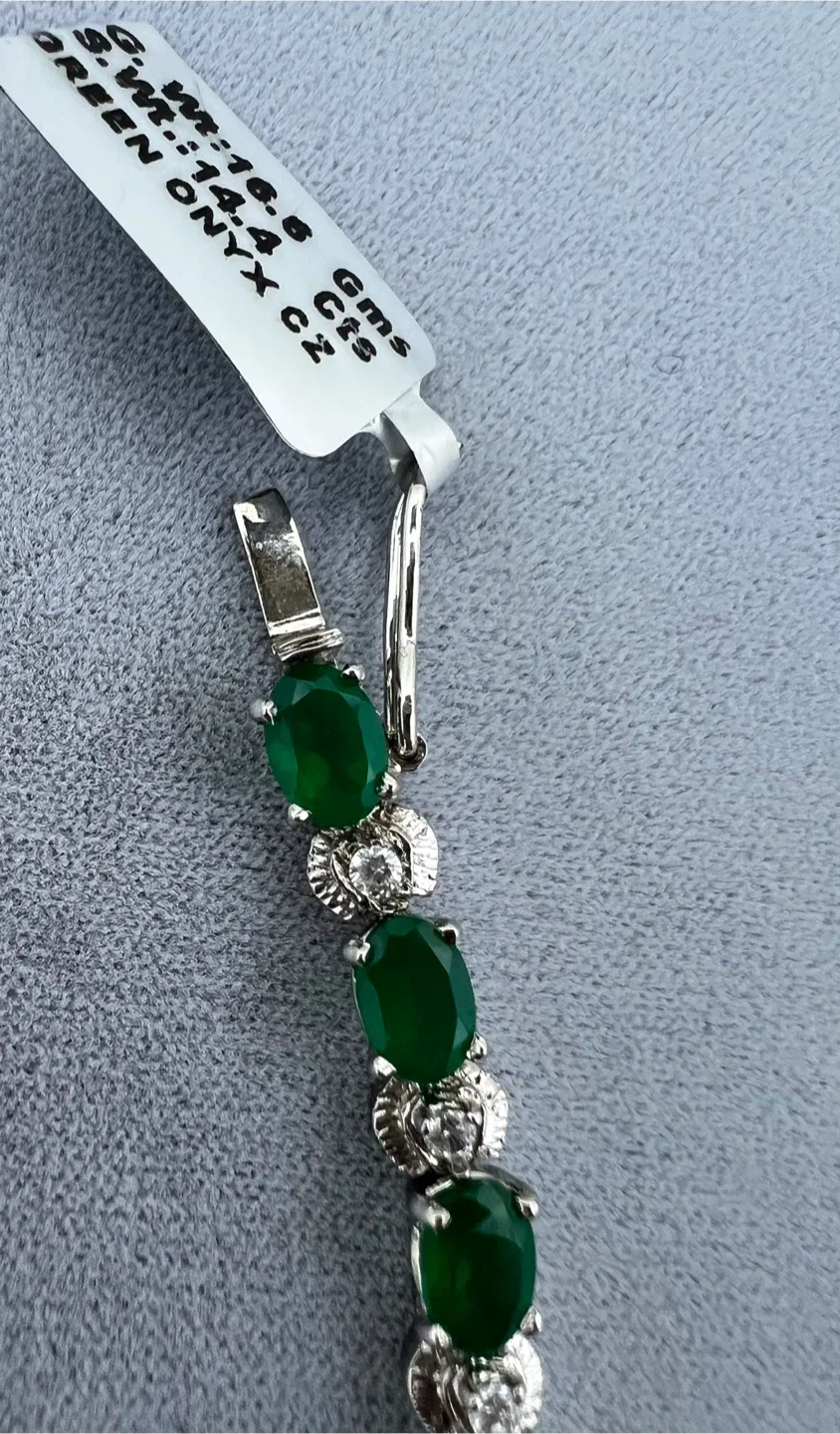 Sterling Silver Green Onyx Tennis Bracelet image indicator(6)