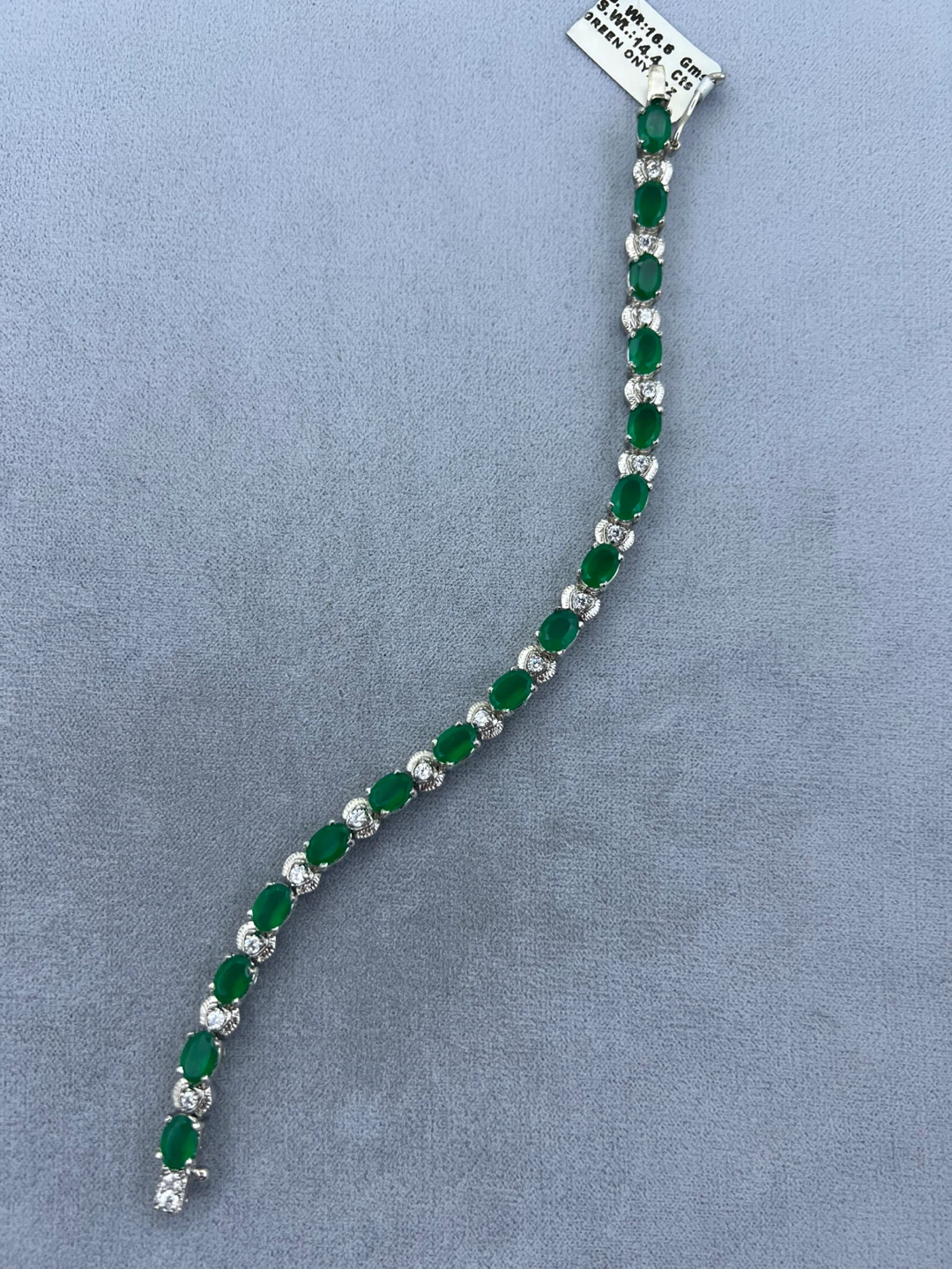 Sterling Silver Green Onyx Tennis Bracelet