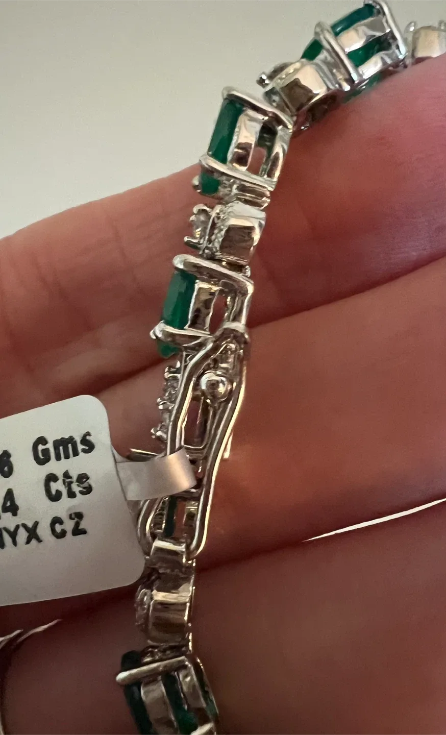 Sterling Silver Green Onyx Tennis Bracelet image indicator(8)