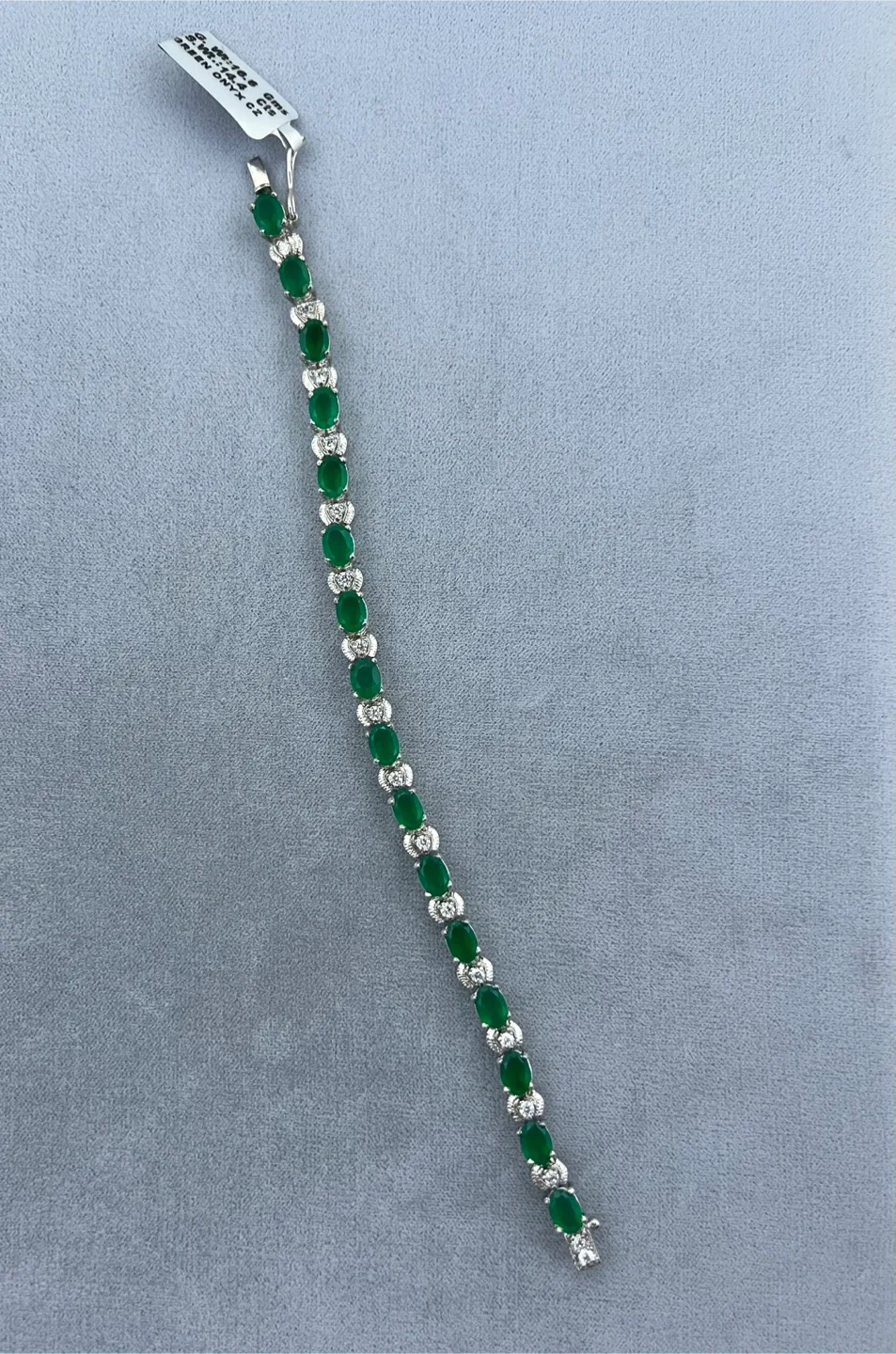 Sterling Silver Green Onyx Tennis Bracelet image indicator(10)