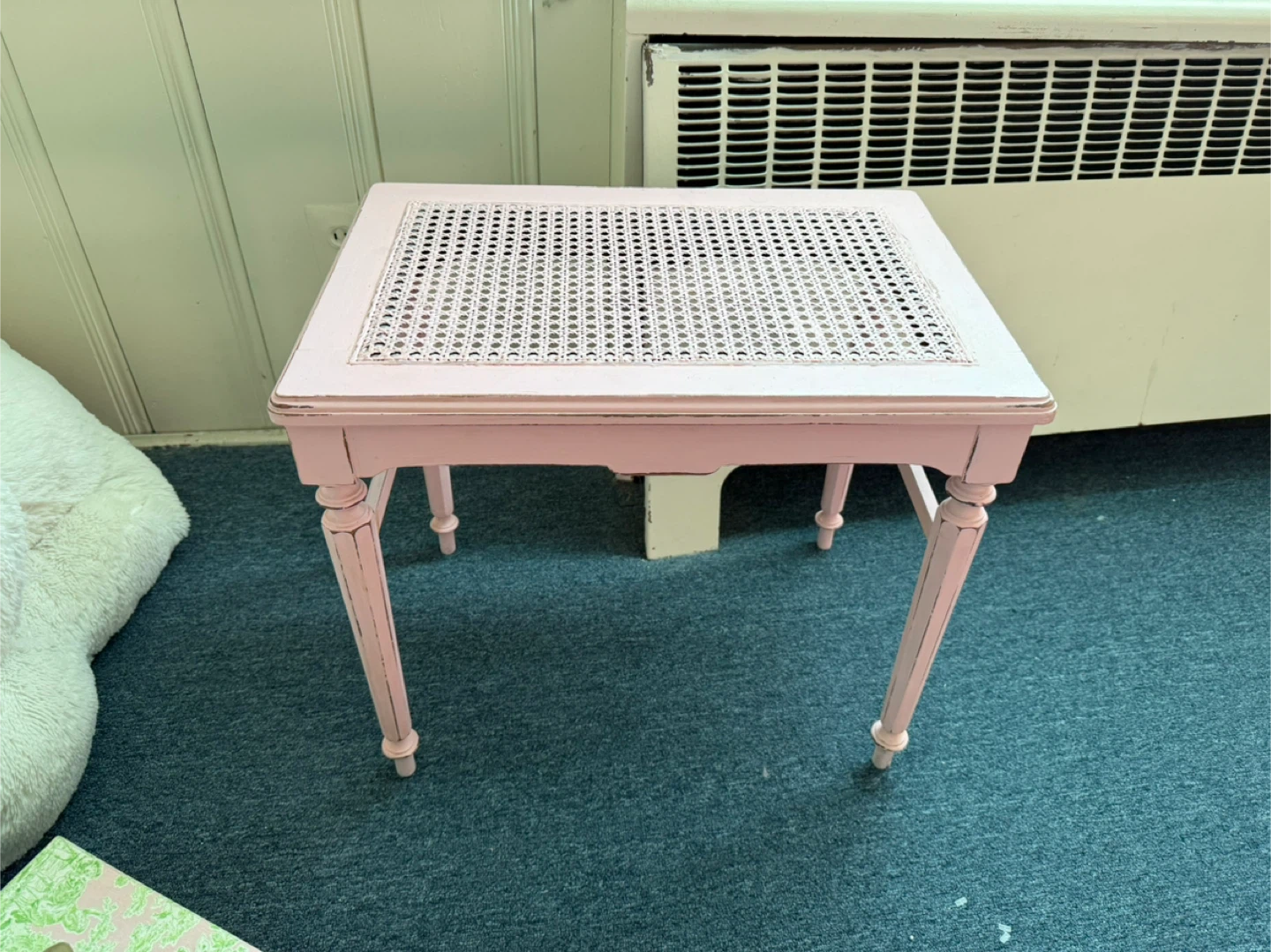 Pink Cane Top Accent Table