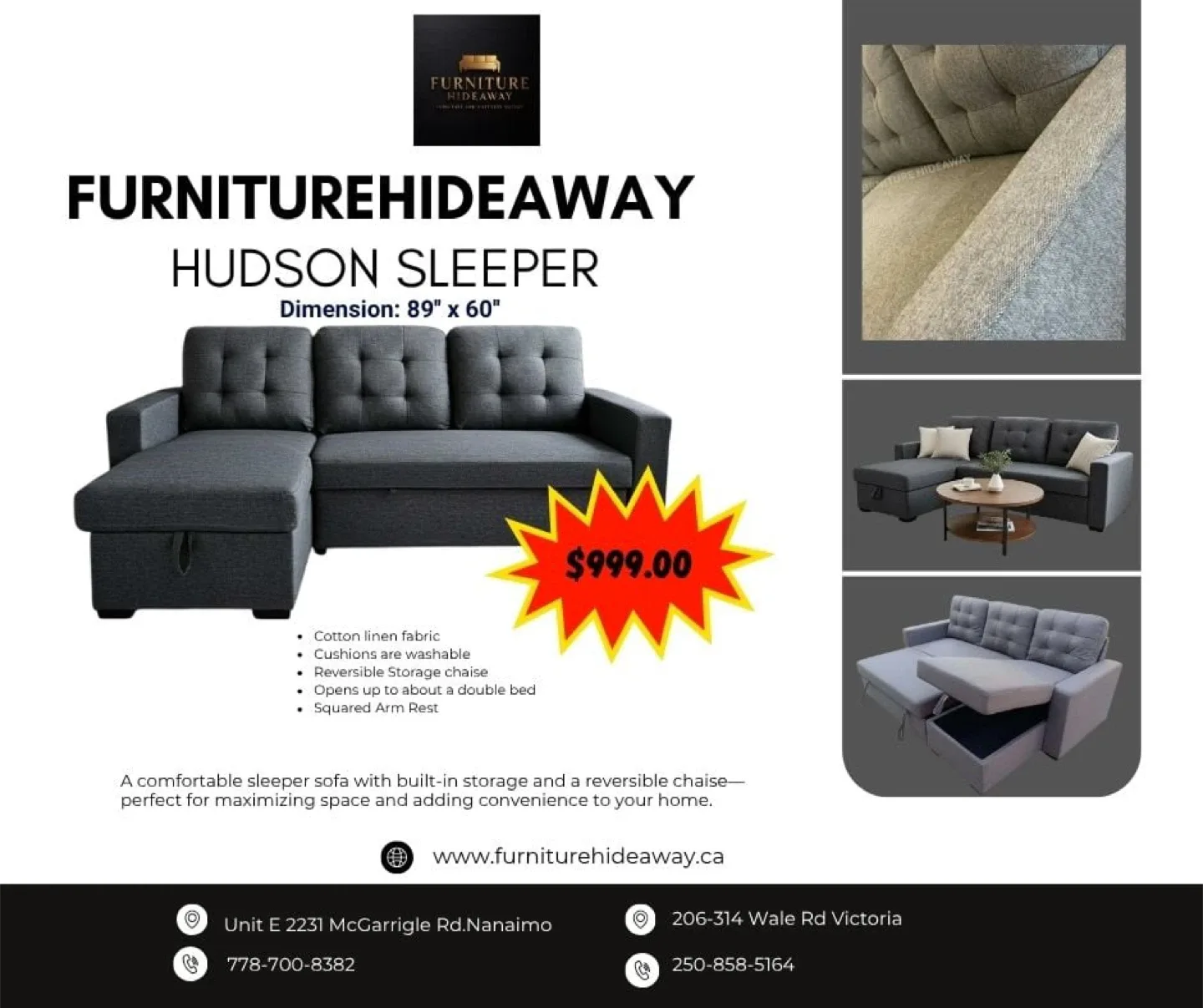 SLEEPER COUCH — ONLY $999!