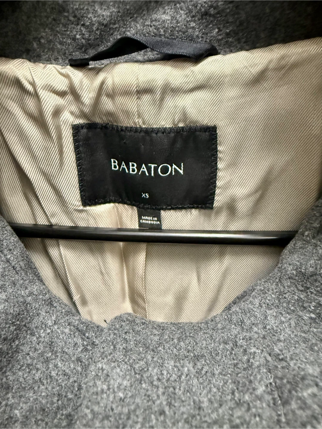 Babaton XS Grey Wool Blend Hooded Coat - photo 4