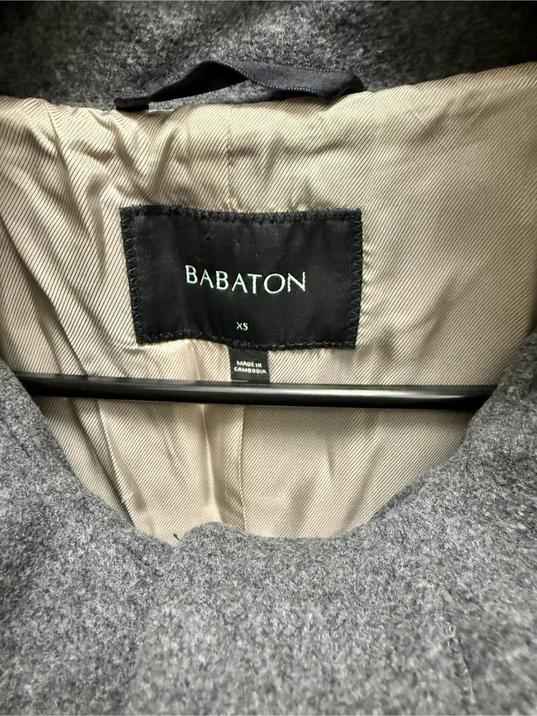 Babaton XS Grey Wool Blend Hooded Coat image indicator(4)