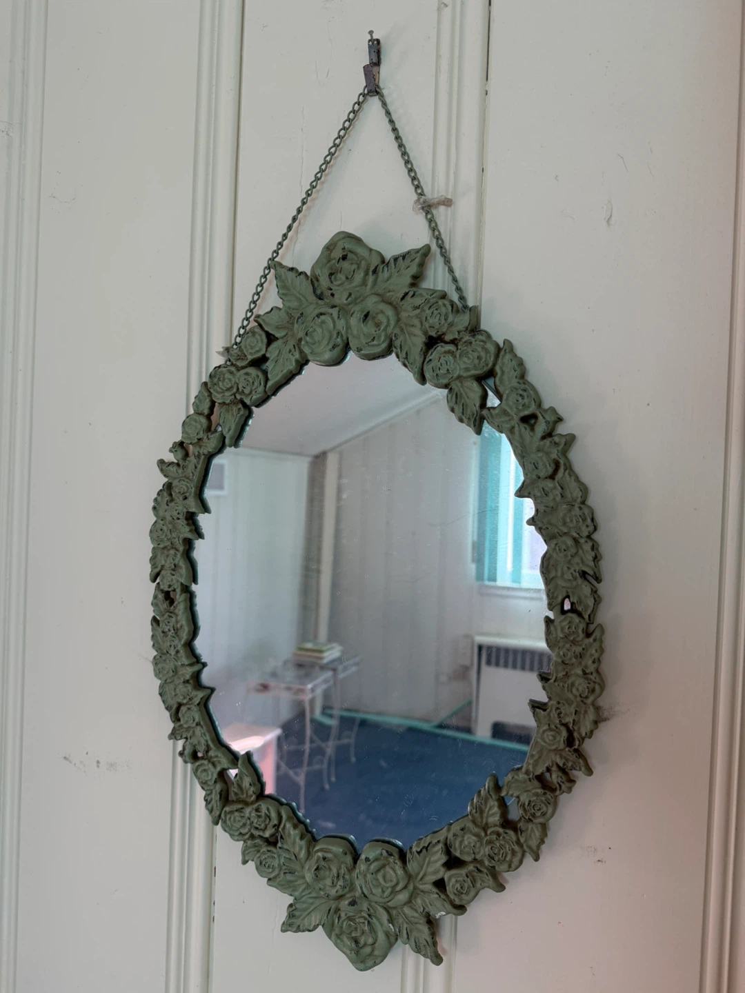 Vintage Oval Mirror with Floral Frame
