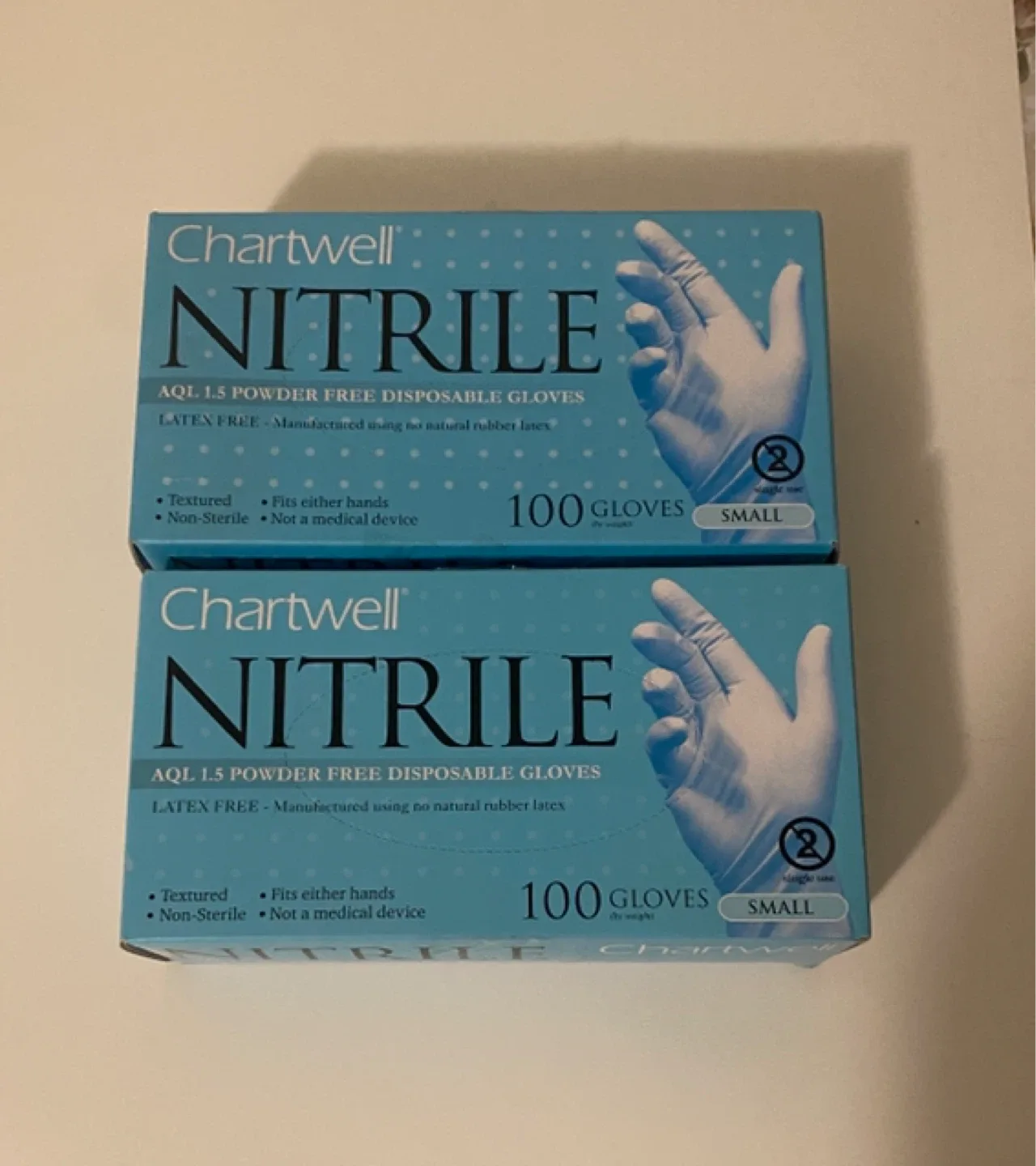 2x Chartwell Nitrile Gloves - Small, 100 count each