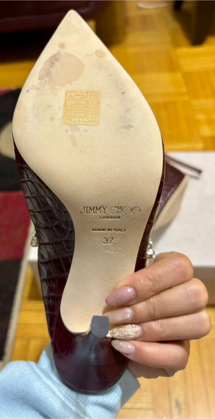 Jimmy Choo Burgundy Croc Heels - Size 37 image indicator(4)
