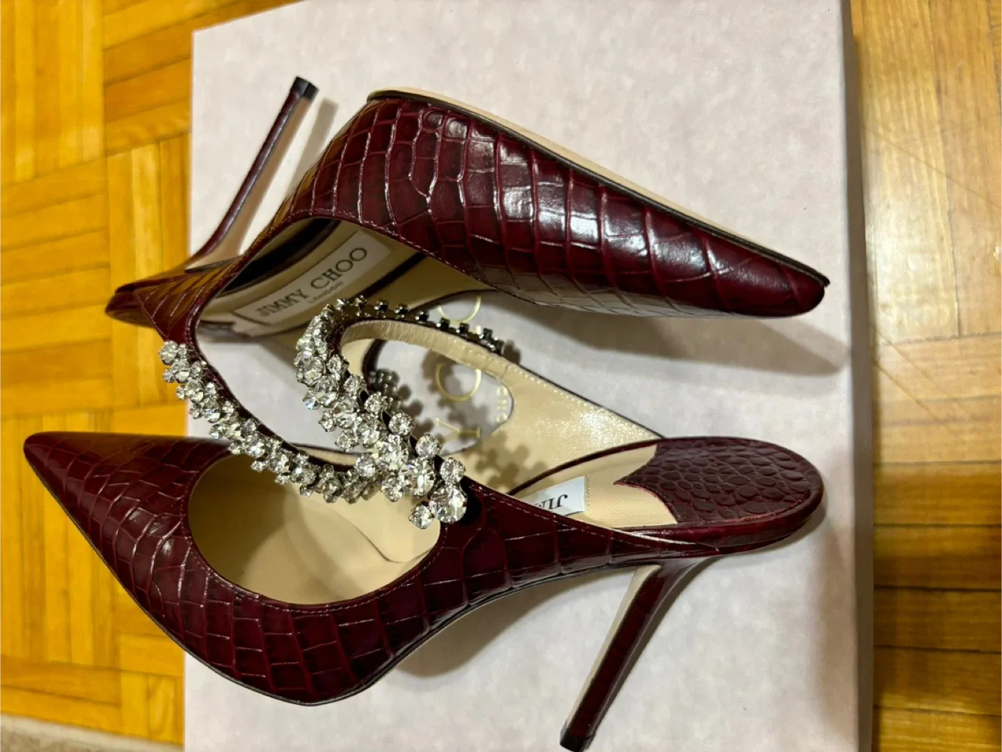 Jimmy Choo Burgundy Croc Heels - Size 37 image indicator(3)