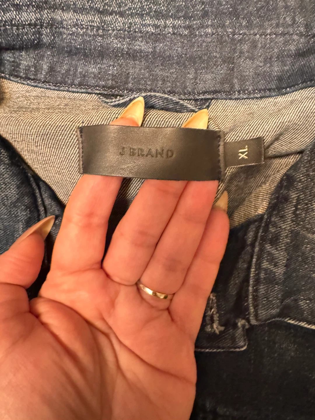 J Brand Denim Jacket with Leather Sleeves - XL - photo 2