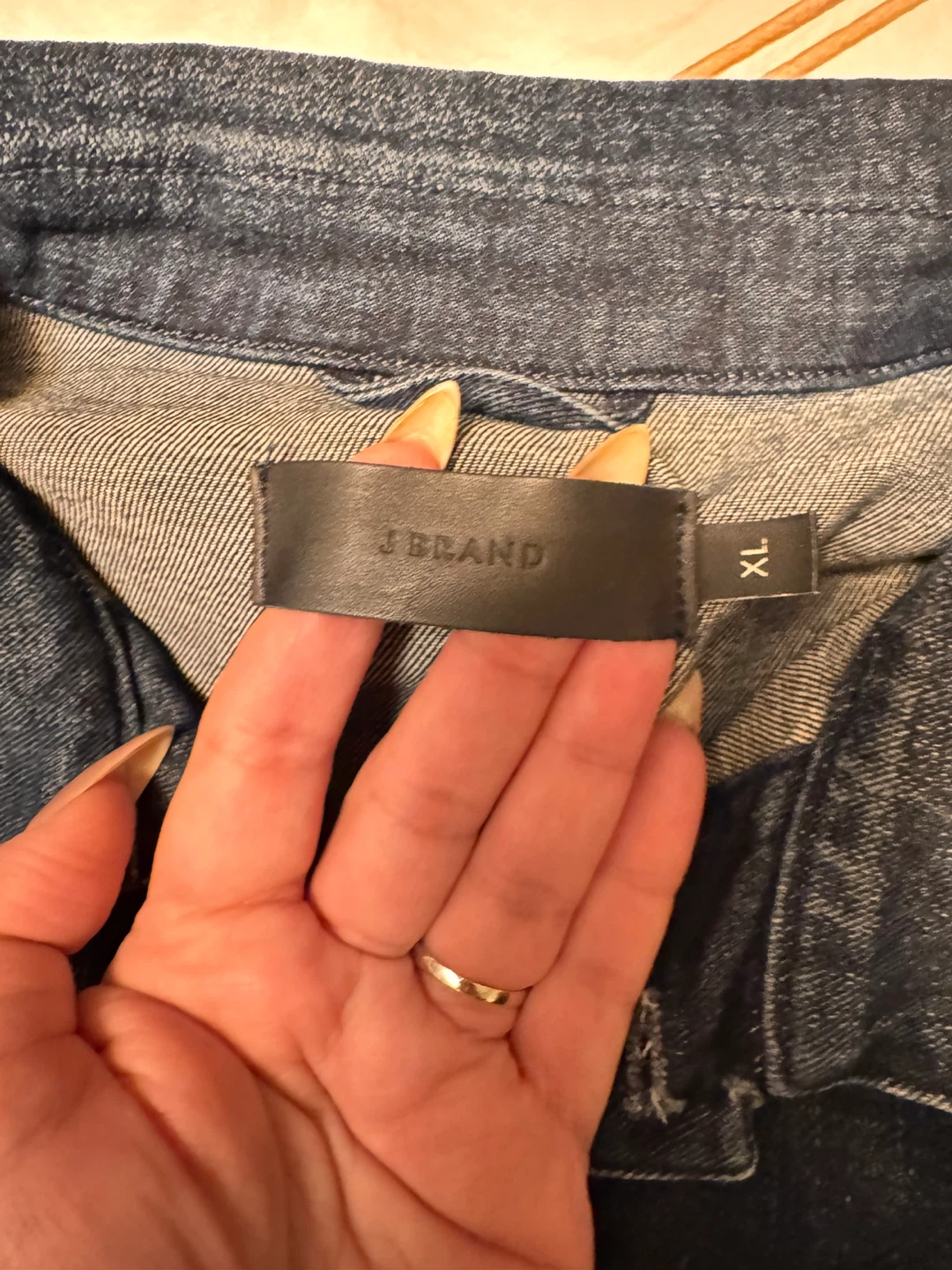 J Brand Denim Jacket with Leather Sleeves - XL - photo 3