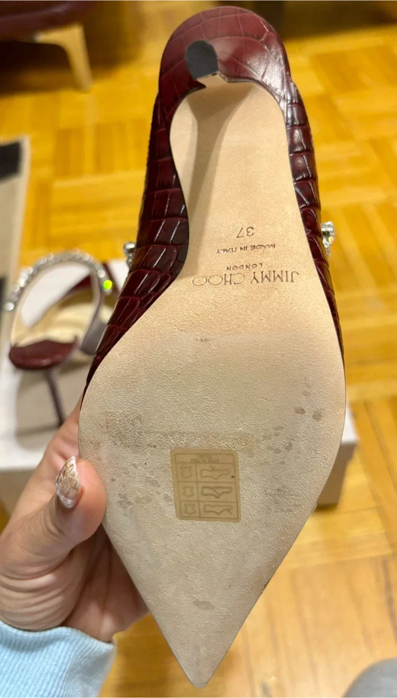 Jimmy Choo Burgundy Croc Heels - Size 37 image indicator(5)