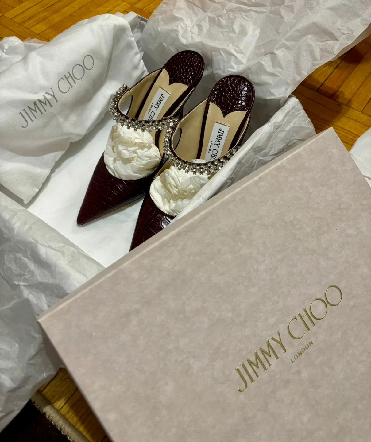 Jimmy Choo Burgundy Croc Heels - Size 37 image indicator(6)
