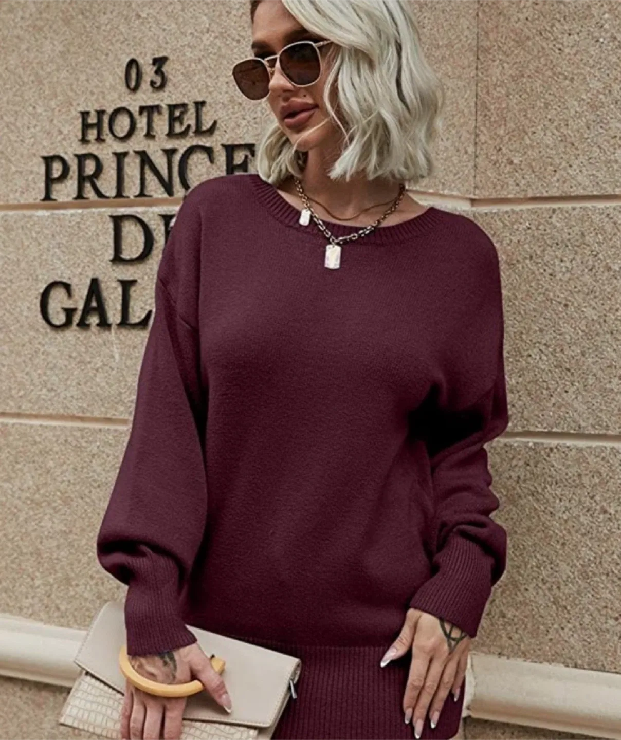 NEW! Women's Size M Burgundy Open Back Knit Sweater image indicator(3)