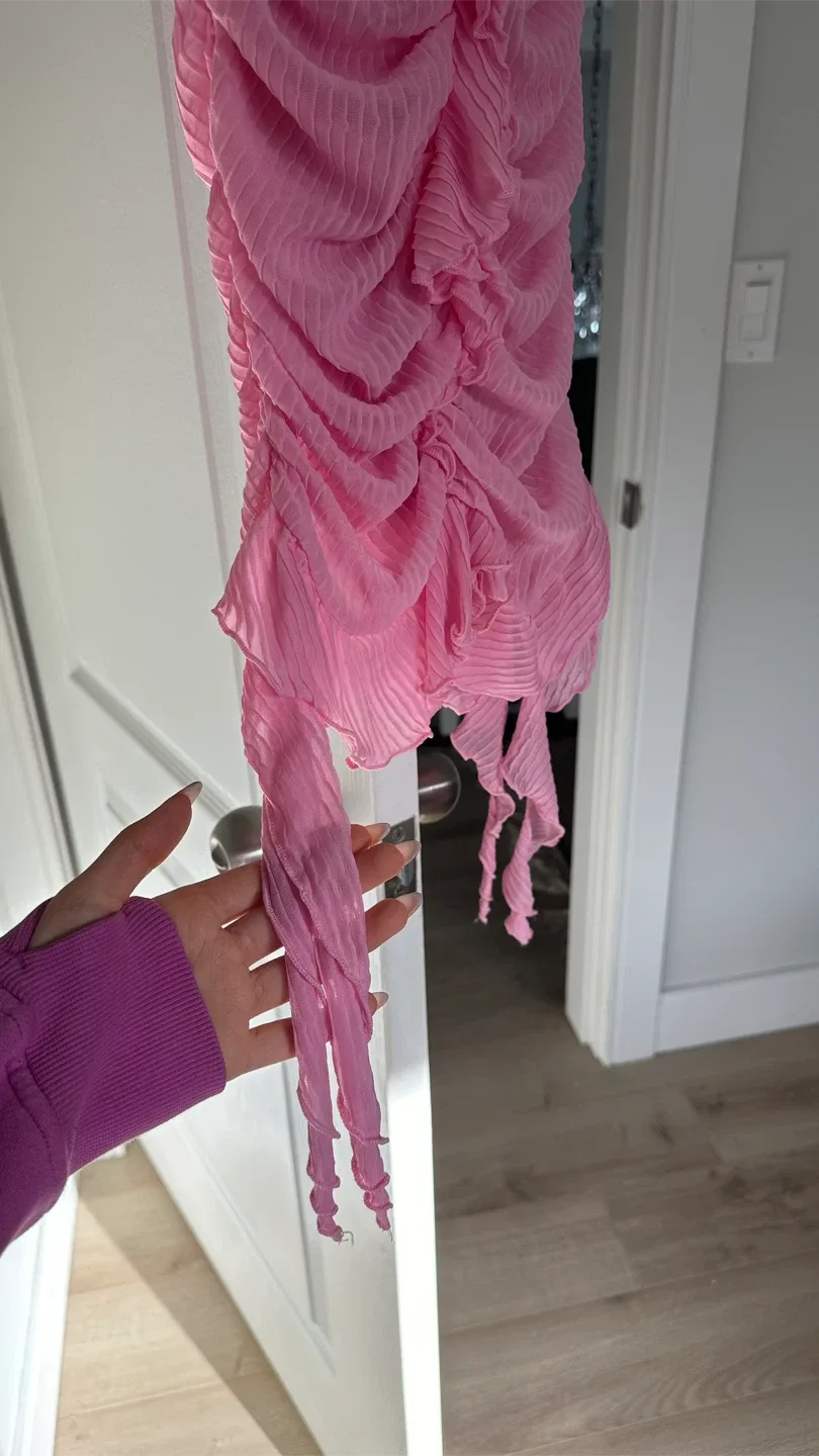 Zara Pink Ruched Mini Dress - Size S image indicator(2)