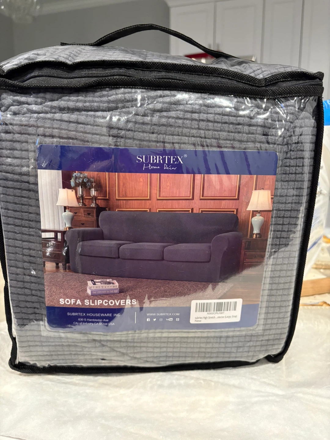 Subrtex Sofa Slipcover - Large, Gray - New
