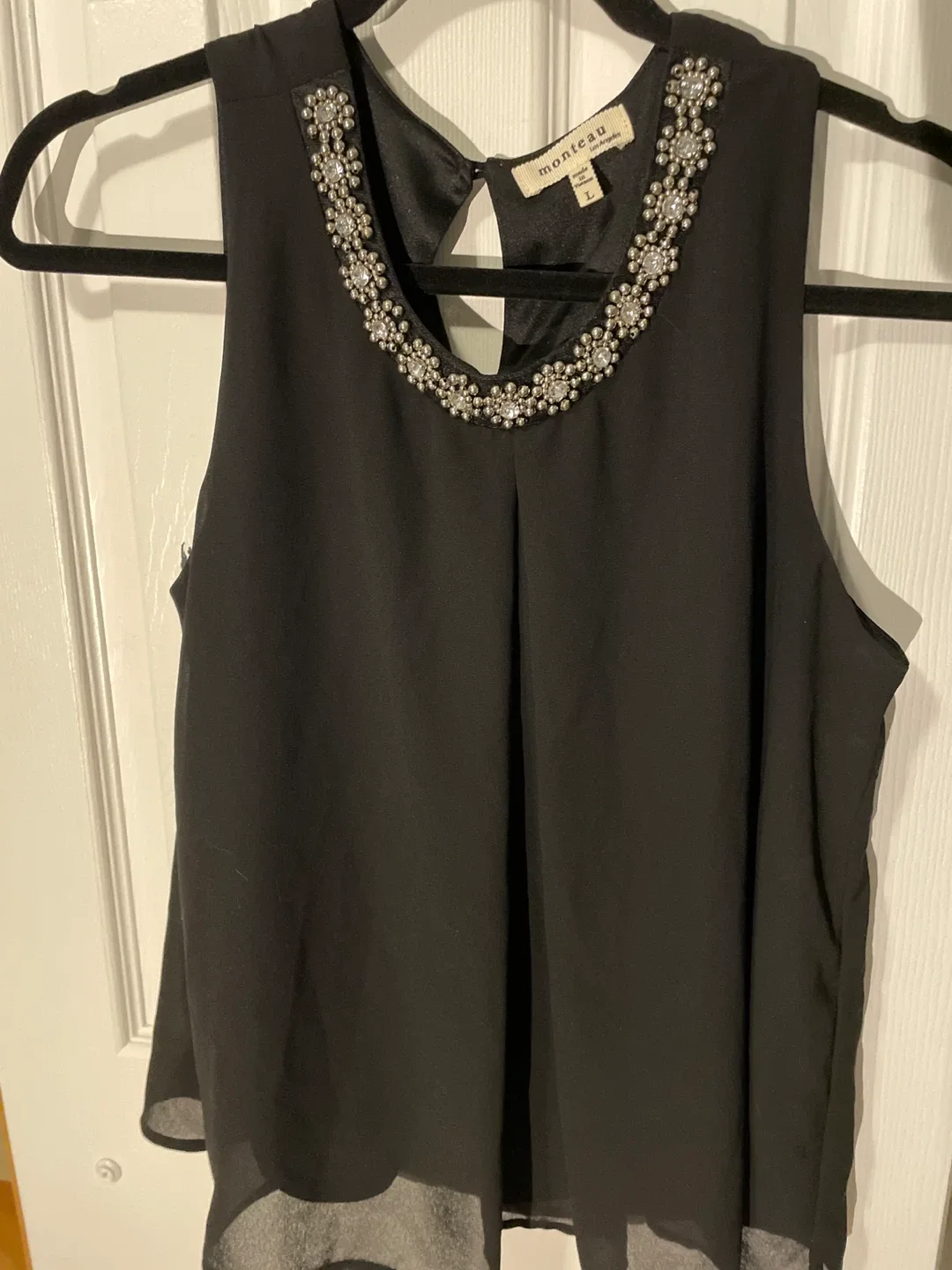 Black Embellished Tank Top - L