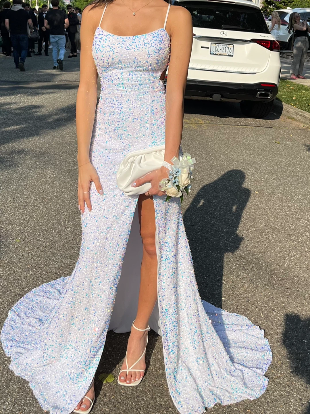 White Sequin Formal Dress - photo 2