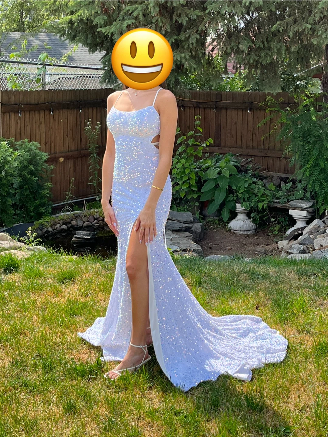 White Sequin Formal Dress