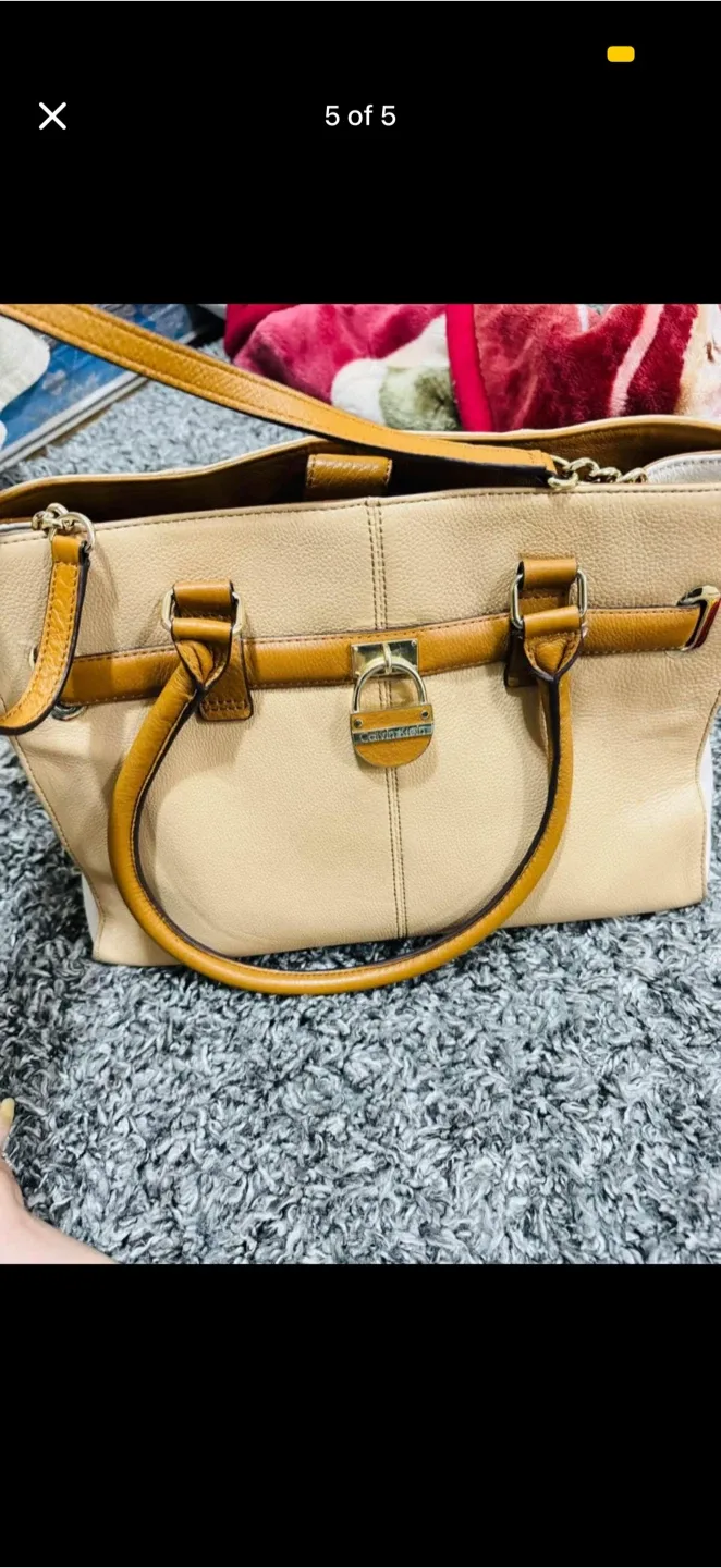 Calvin Klein Beige & Brown Tote Bag image indicator(5)