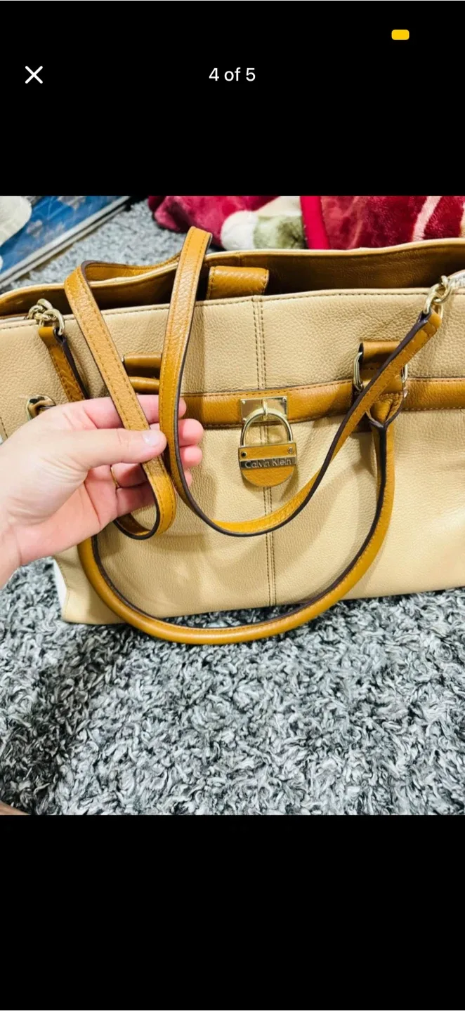 Calvin Klein Beige & Brown Tote Bag image indicator(4)