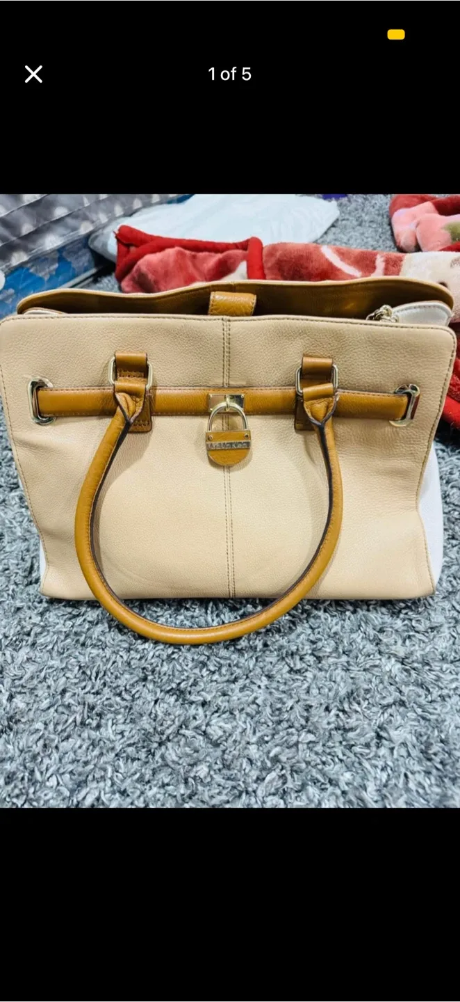 Calvin Klein Beige & Brown Tote Bag