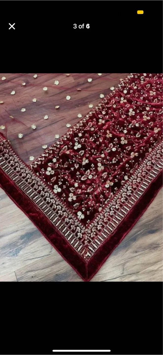 Burgundy Velvet Anarkali Dress image indicator(4)