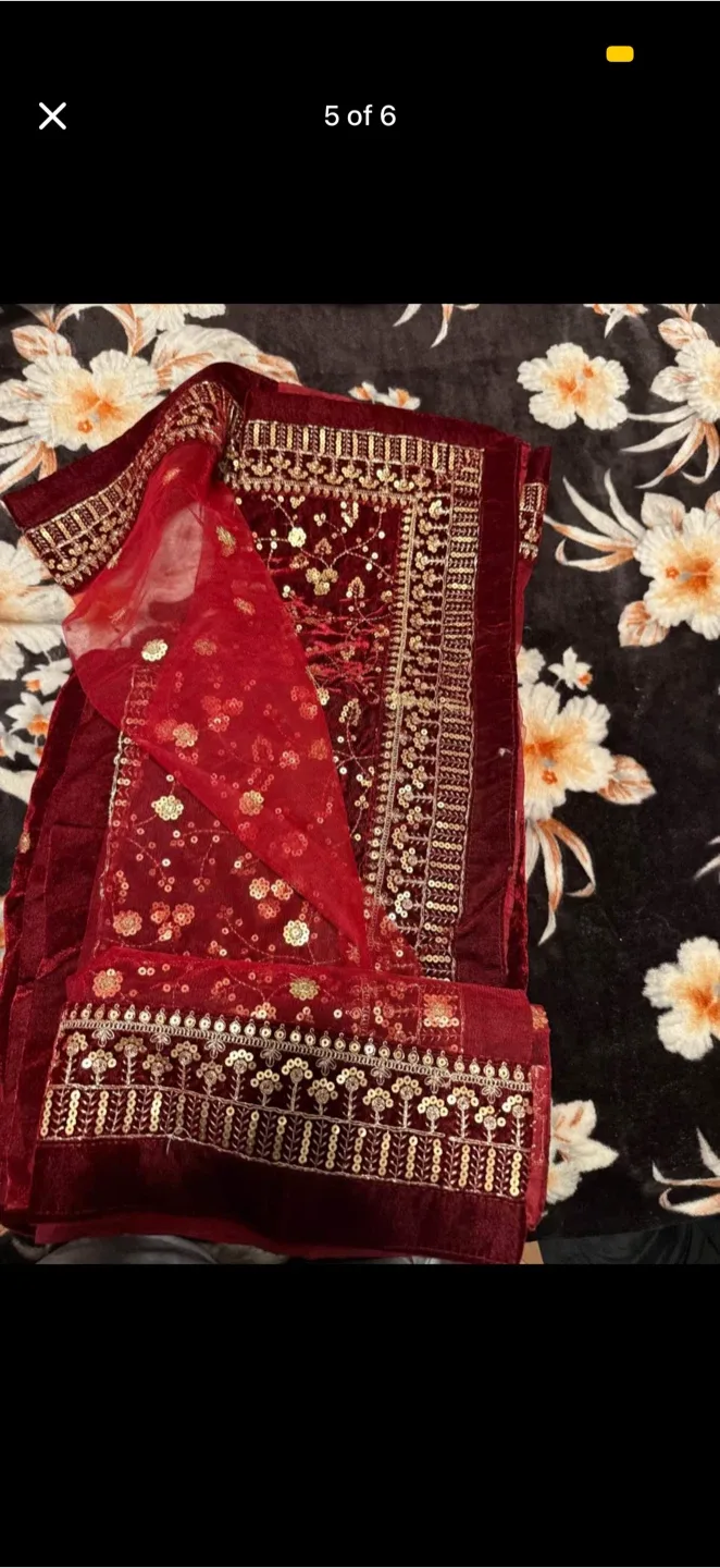 Burgundy Velvet Anarkali Dress image indicator(5)