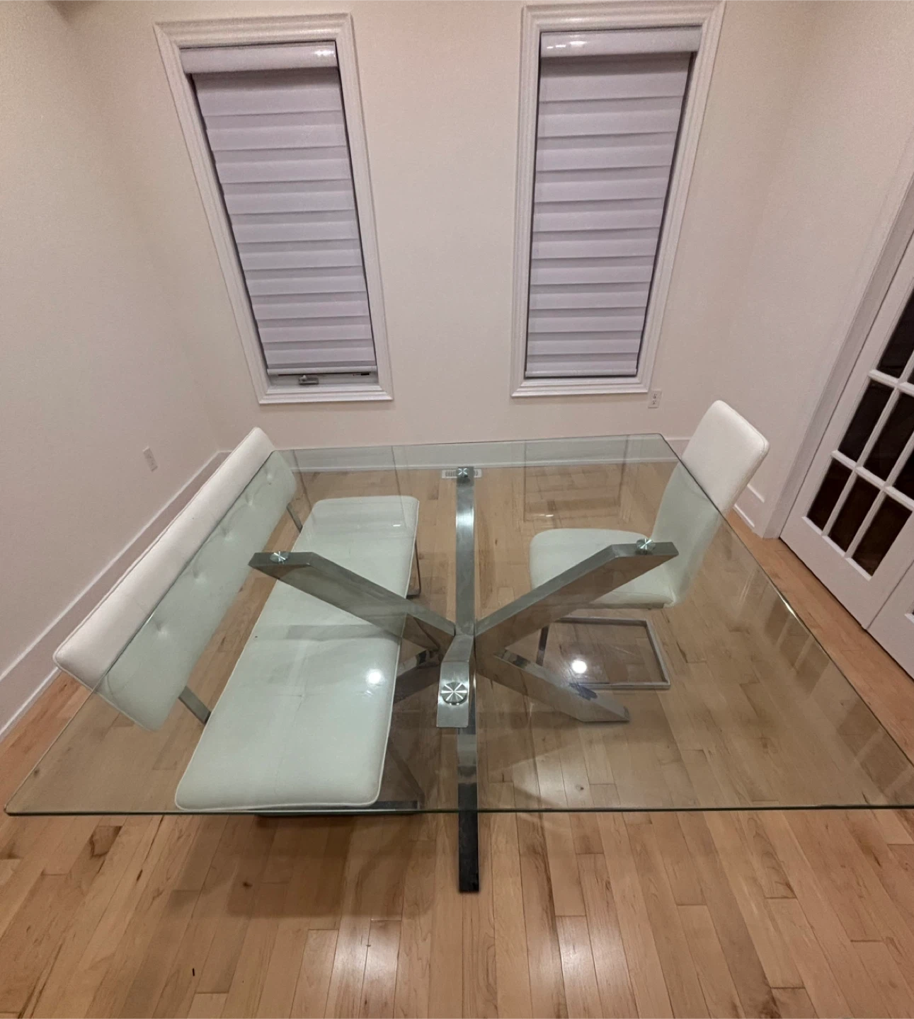 Glass Dining Table with White Chairs - photo 2