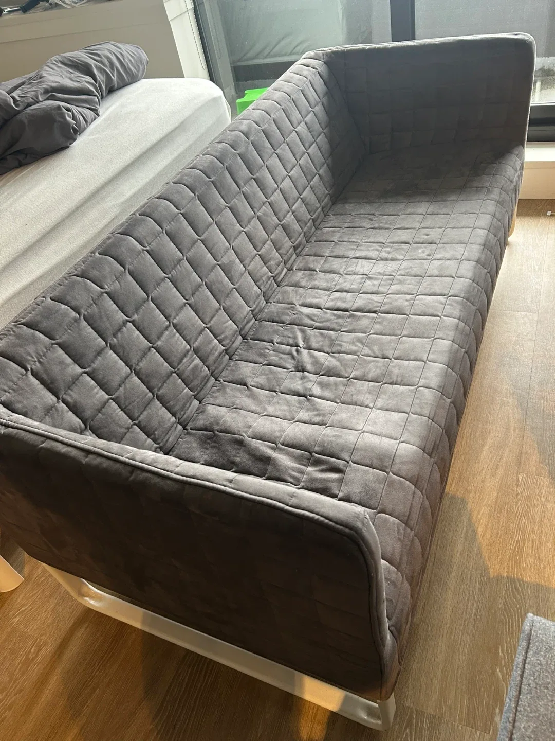 Grey Quilted Sofa