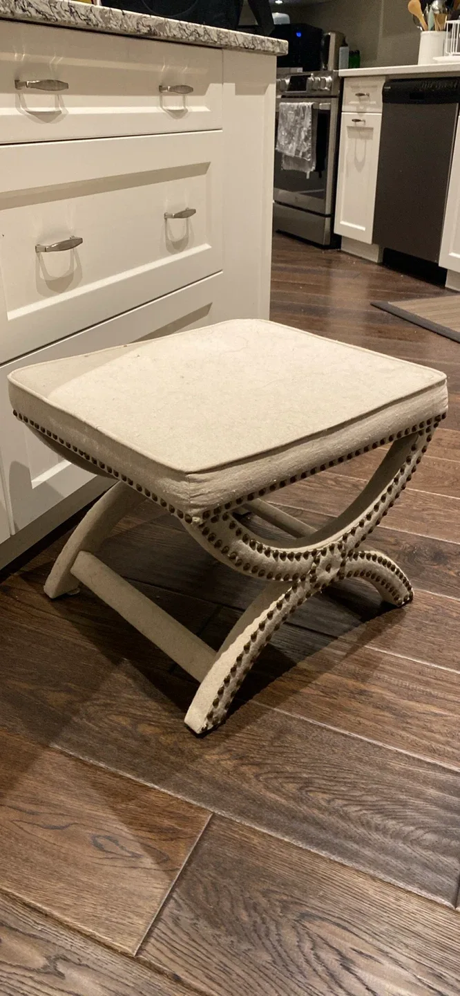 Upholstered Ottoman/Footstool - Beige