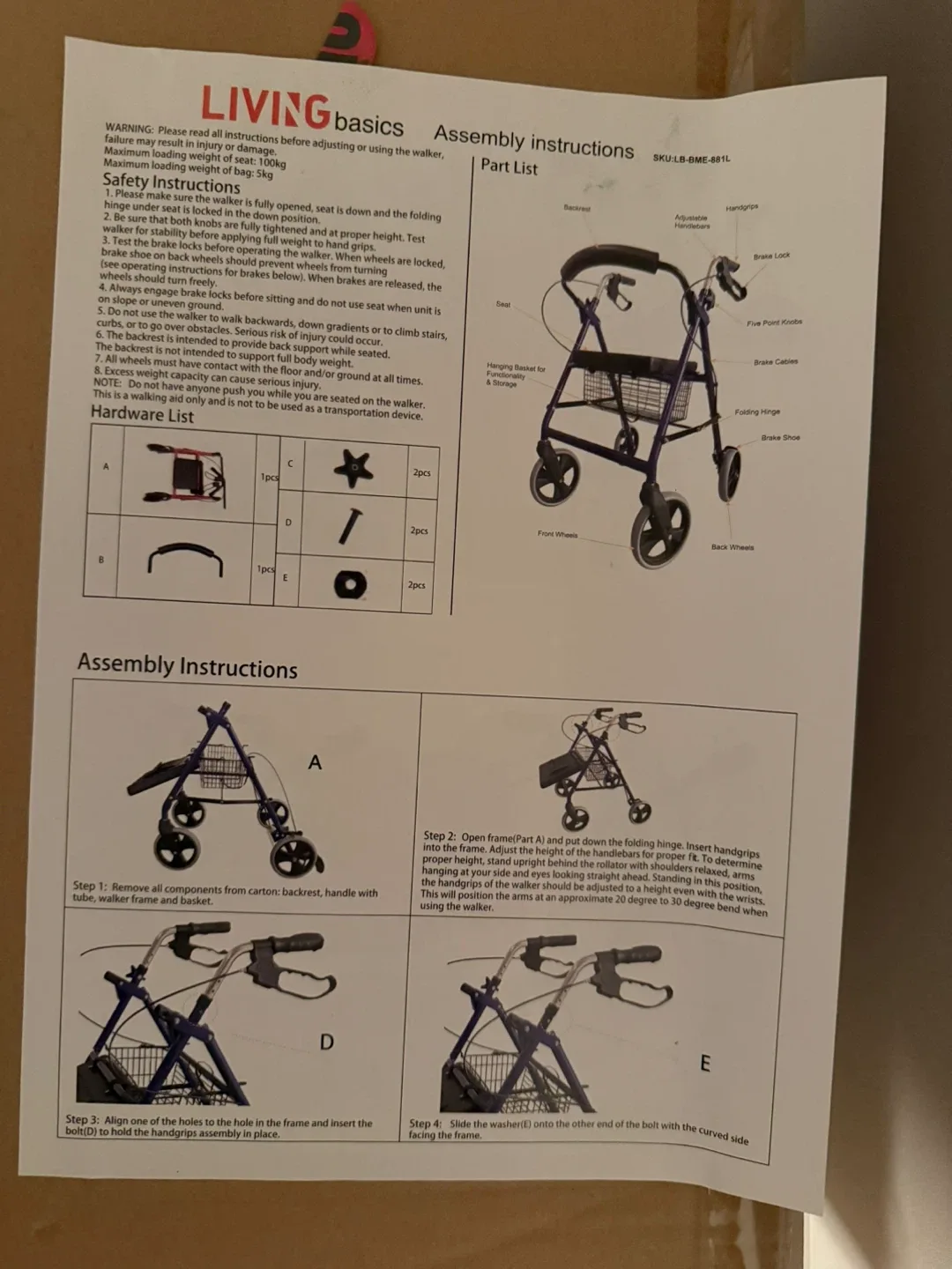 Living Basics Rollator Walker - New in Box image indicator(3)