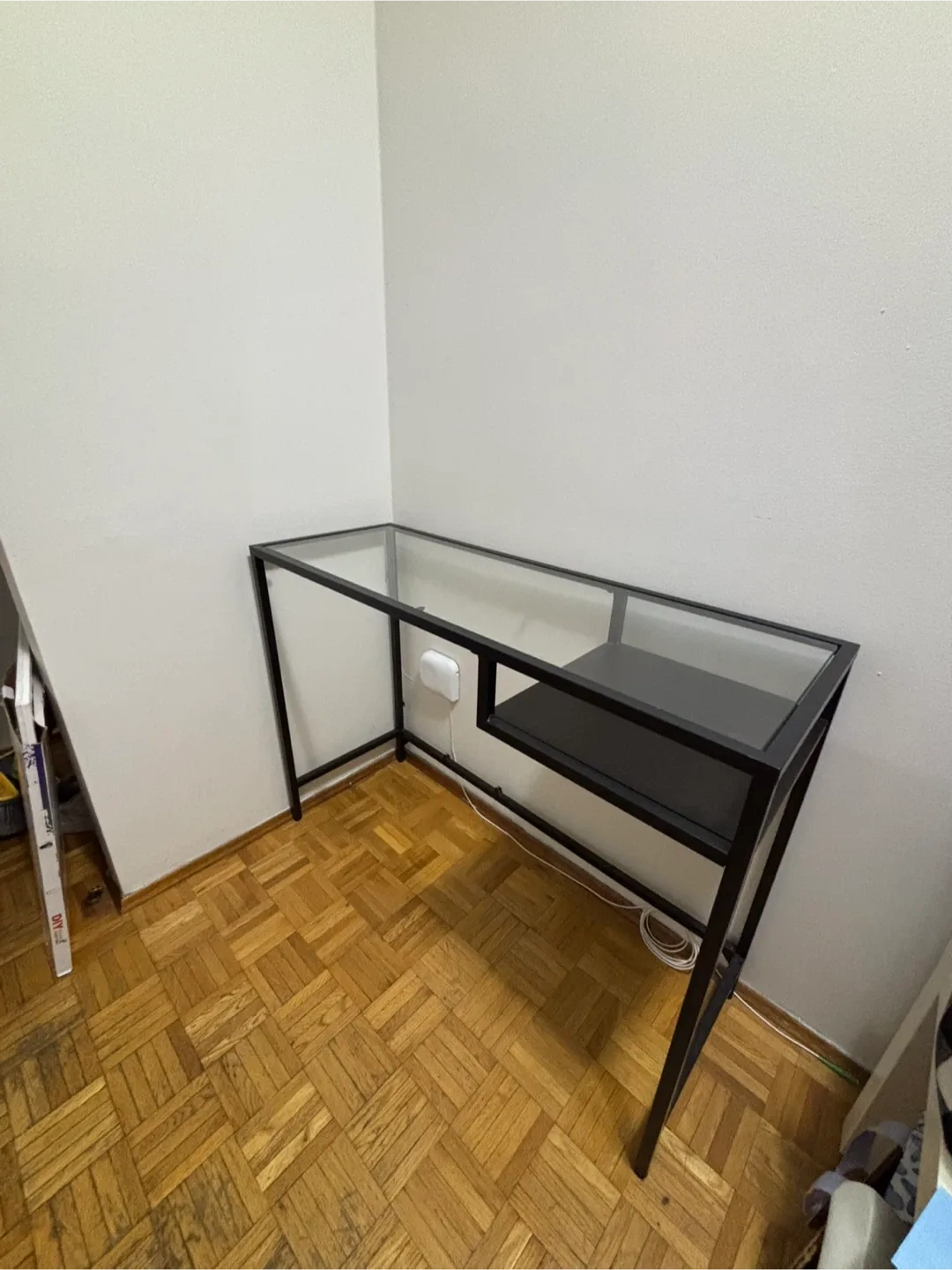 Black Glass Top Hall Table