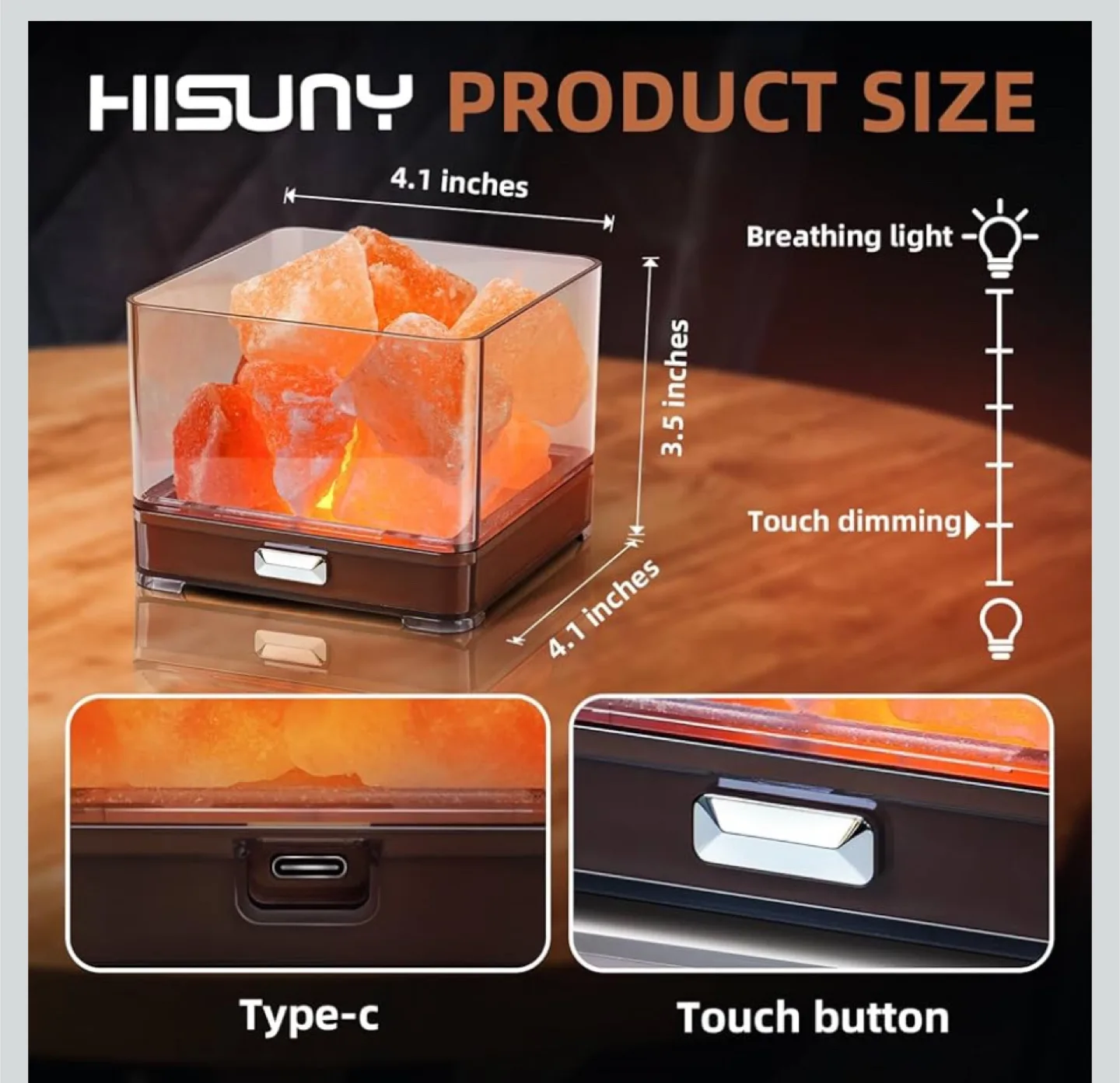 HISUNY Himalayan Salt Lamp - Mini Desk Lamp image indicator(3)