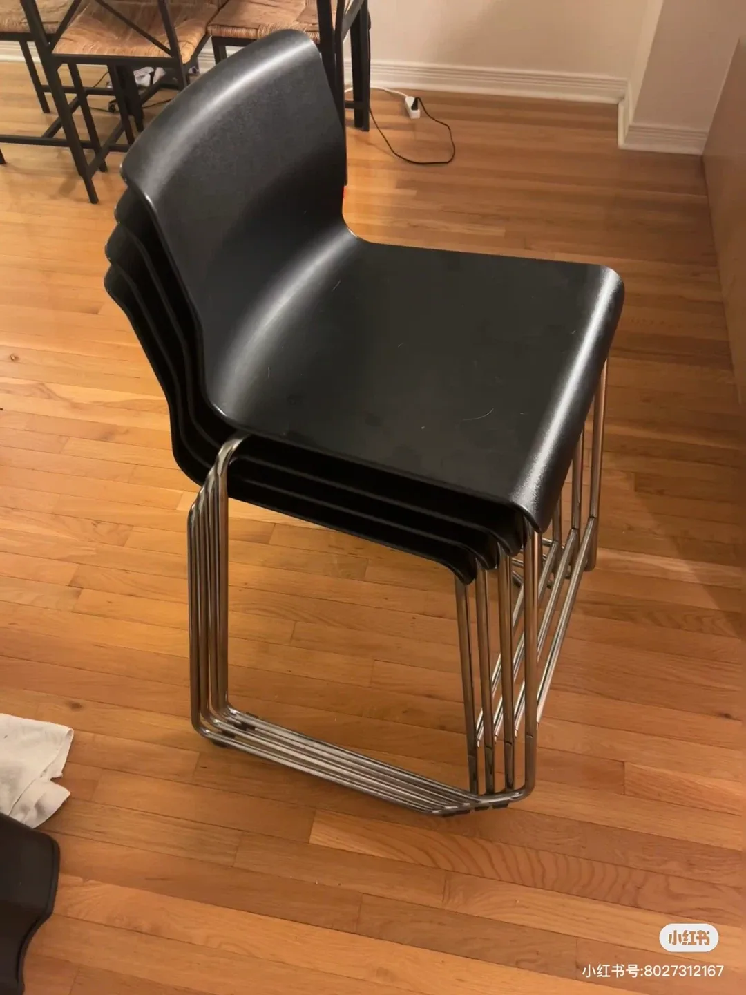 Set of 4 Black Stacking Chairs