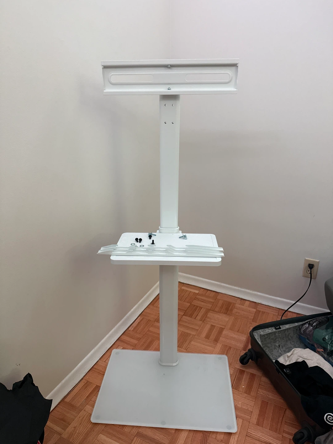 Rolling TV Stand with Mount & Shelf - White