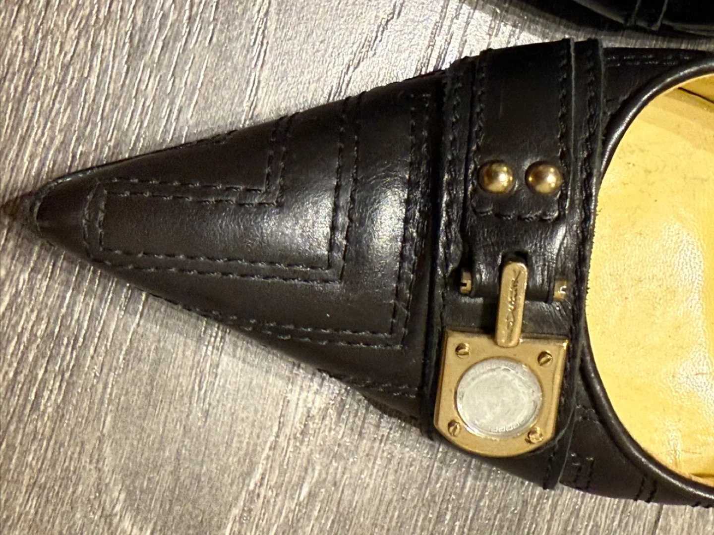 Versace Black Leather Heels - Size 38.5 made in Italy image indicator(9)