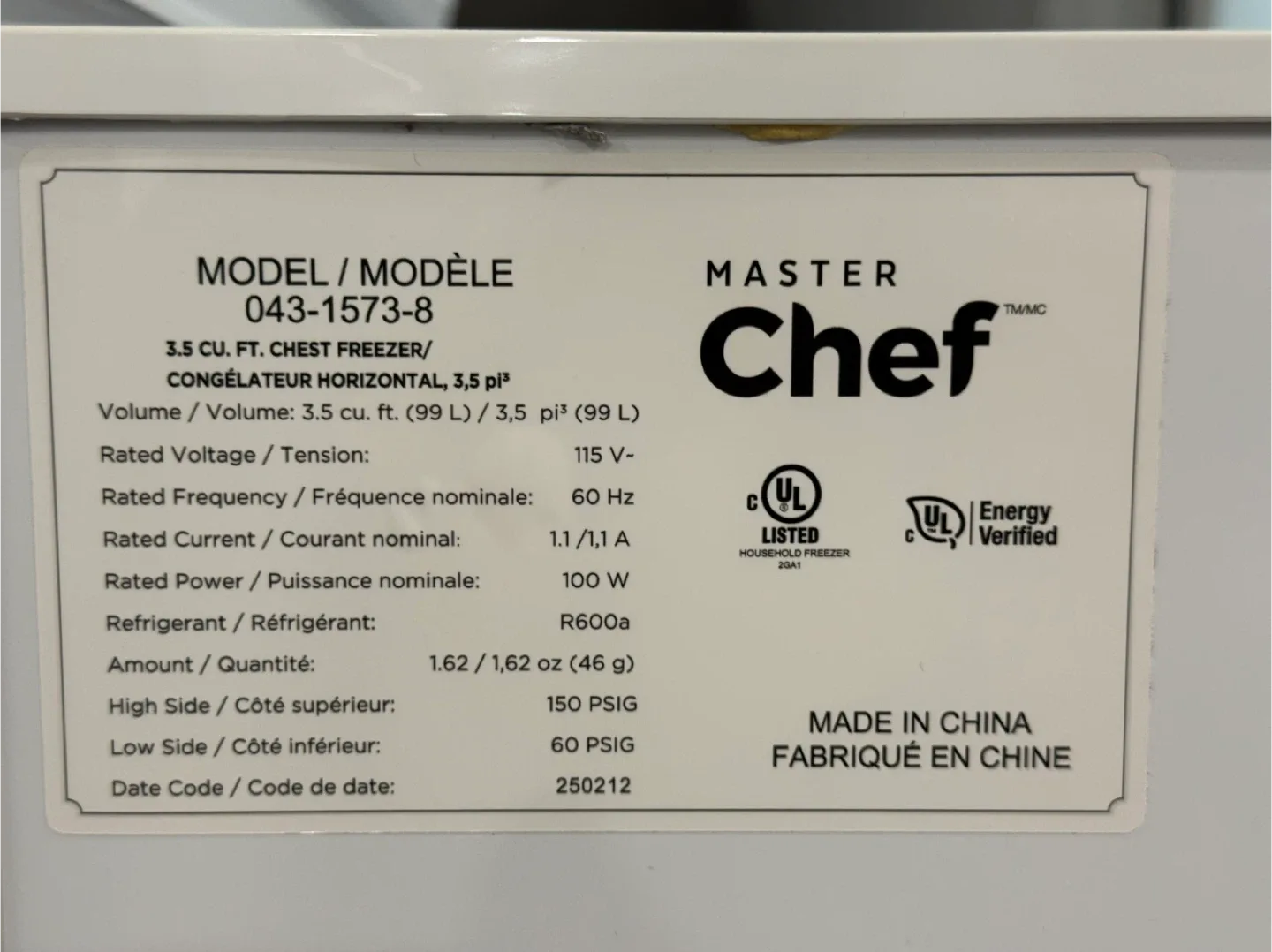 Master Chef Chest Freezer - White image indicator(9)
