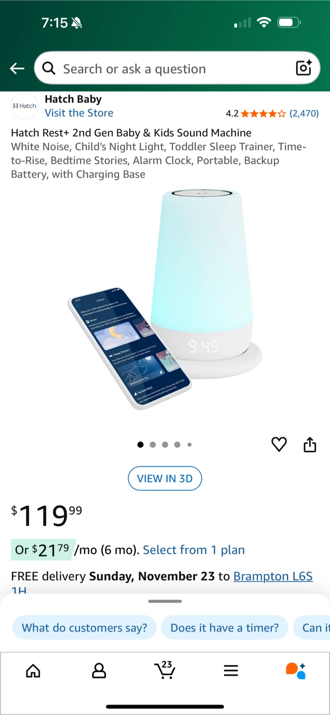 Hatch Rest+ 2nd Gen Baby Sound Machine