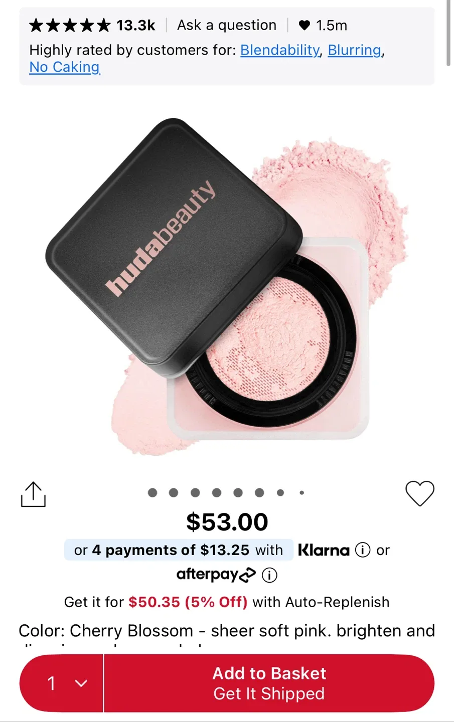 Huda Beauty Easy Bake Setting Powder - Cherry Blossom image indicator(2)